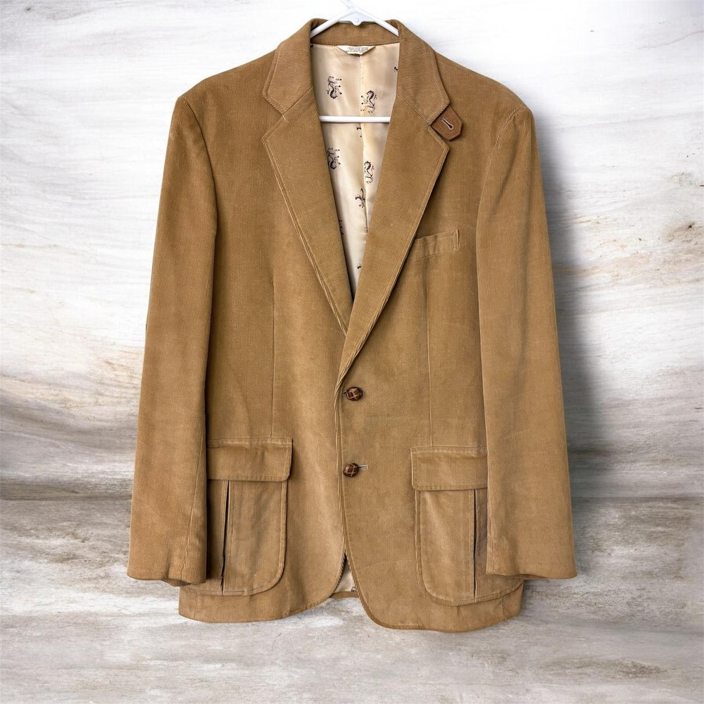 Vintage Kentfield Japanese Corduroy Blazer Sport Coat Suede Elbow Patches 40 L